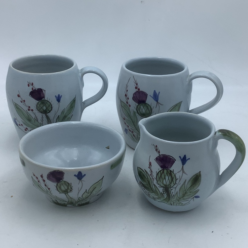 Vintage Buchan Portabello Scotland Thistleware Stoneware Coffee Set